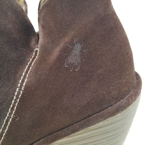 Fly London Boots Womens 38 Yip Ankle Booties Wedge Side Zipper F500505001 Brown - Picture 16 of 16